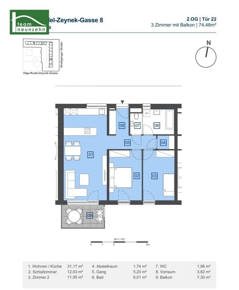 Neubauwohnung nahe Schloss St Martin Balkon
