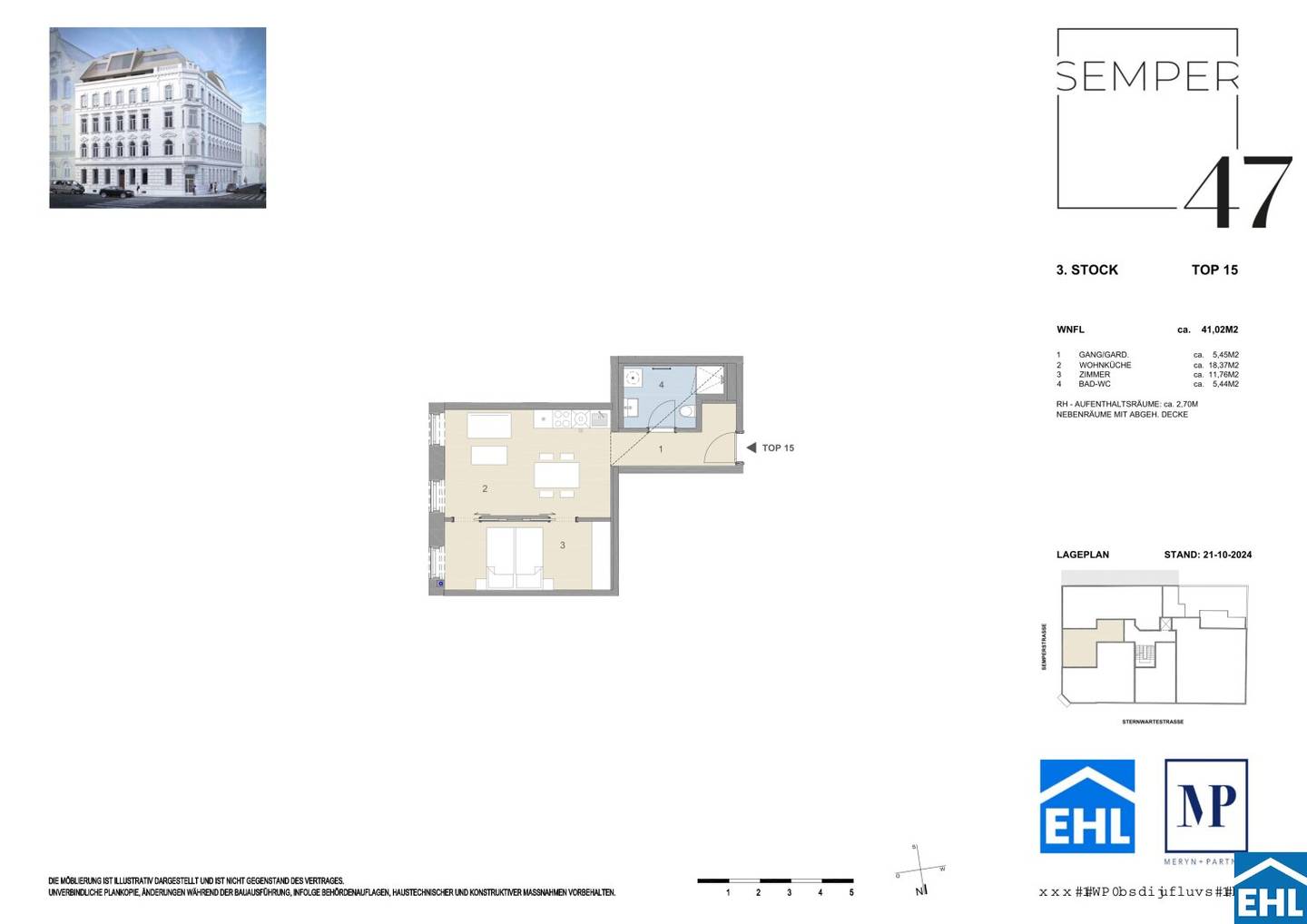 First occupancy apartment in a historic building near Währinger Park