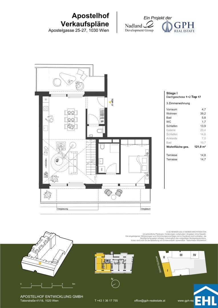 Wohnung Apostelhof mit Terrassen und Lift