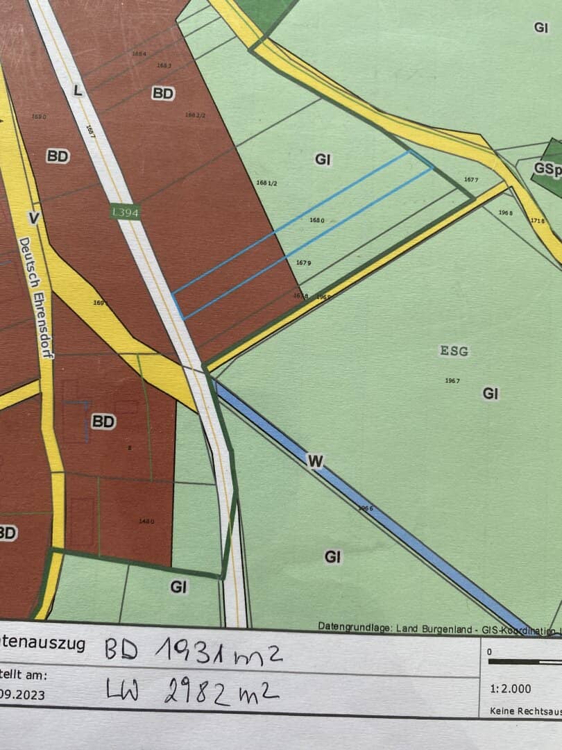 Grundstück Deutsch Ehrensdorf, Burgenland – 4.913 m² Bauland 1.931 m²