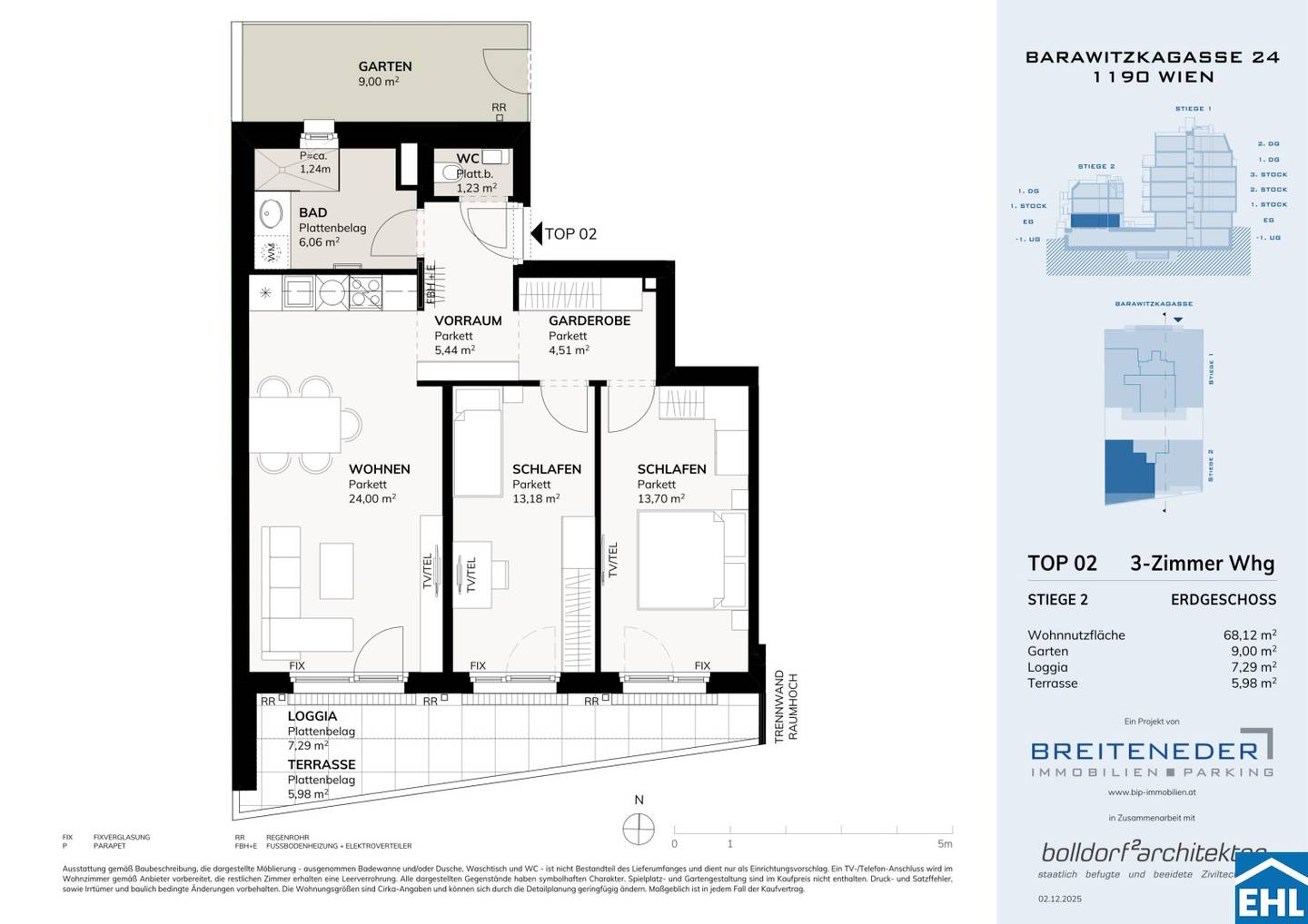 New build apartment with terrace and garden near Wertheimsteinpark