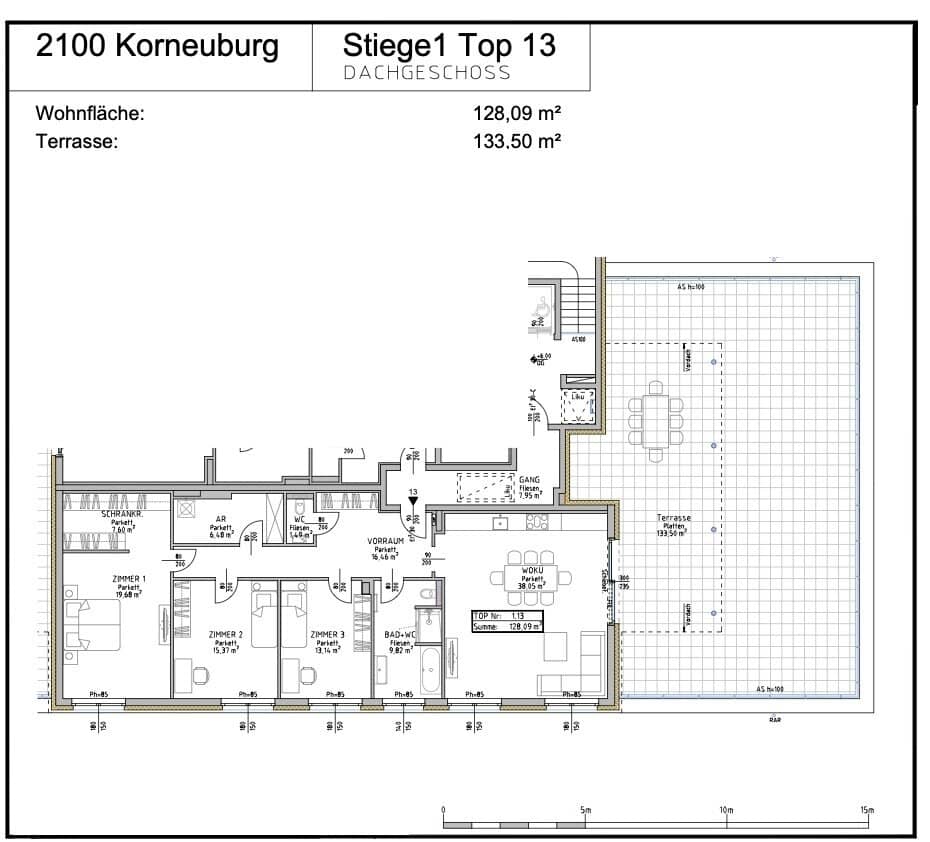 Dachgeschosswohnung mit Terrasse Donau nah