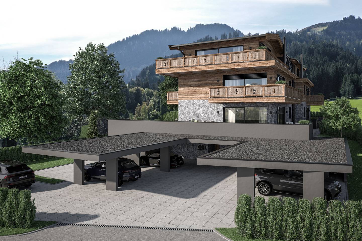 Penthouse with balconies near ski area