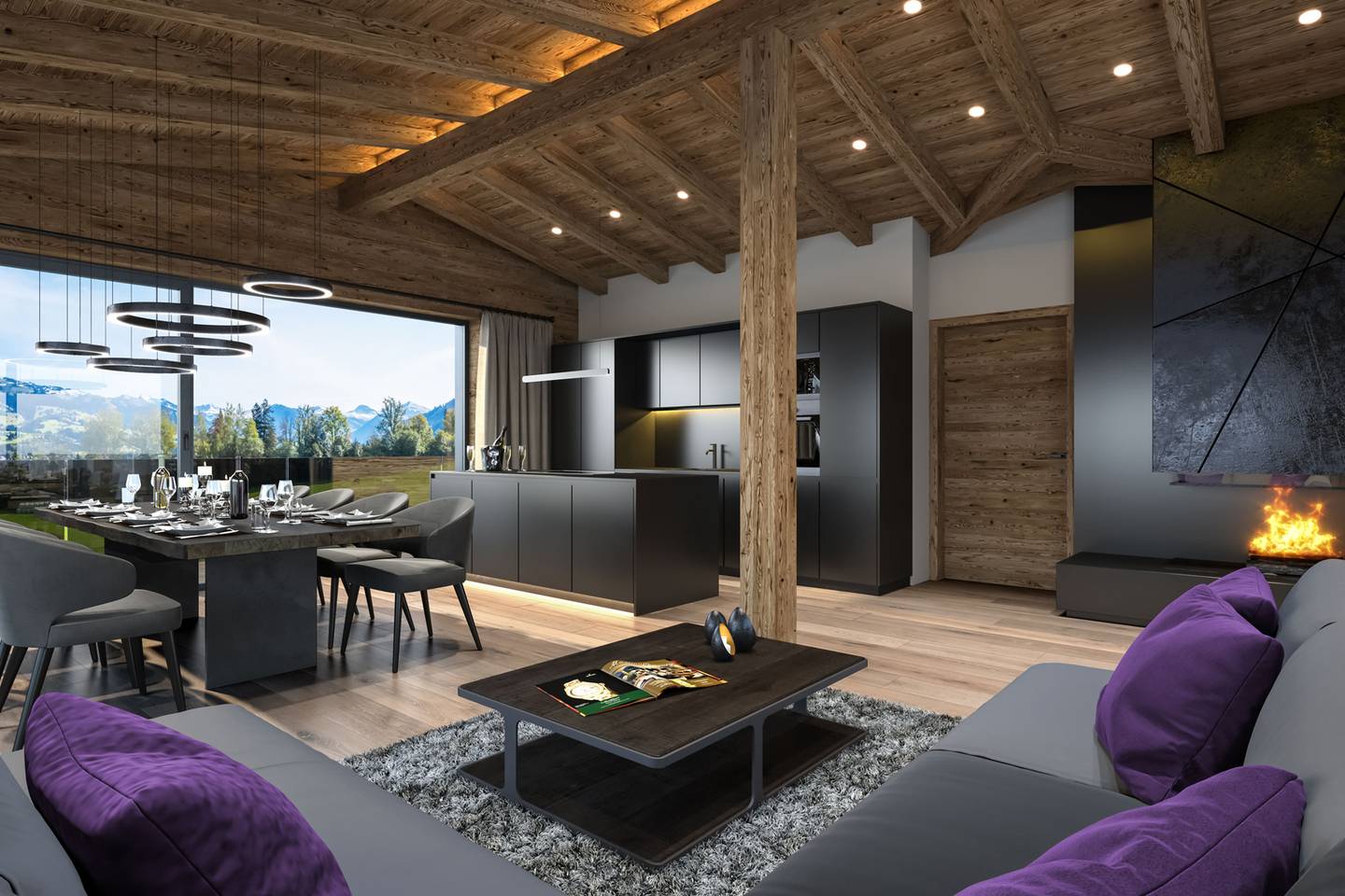 Penthouse with balconies near ski area