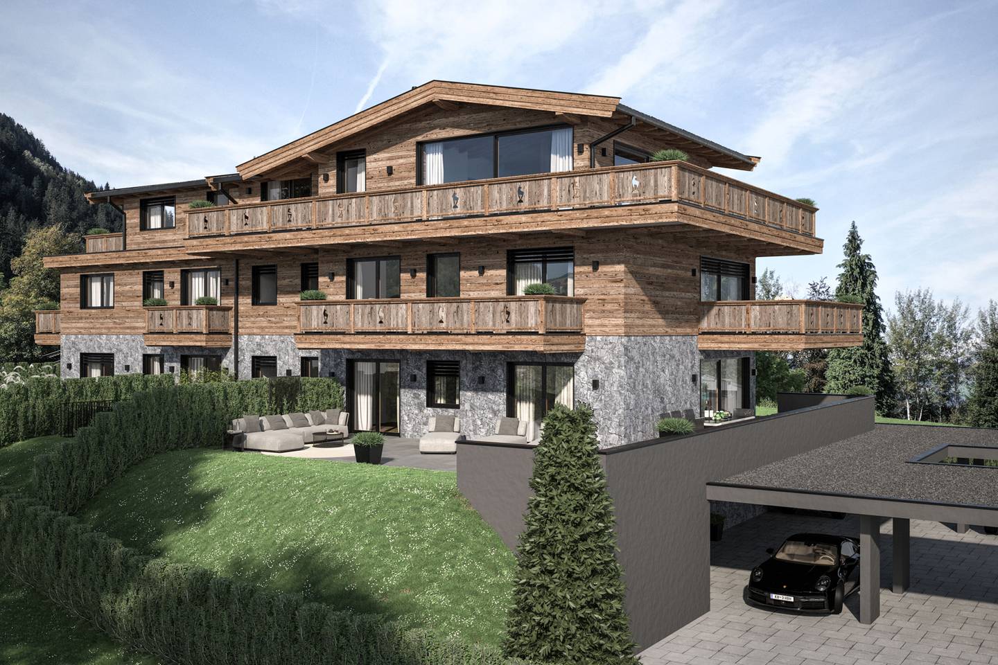 Penthouse with balconies near ski area
