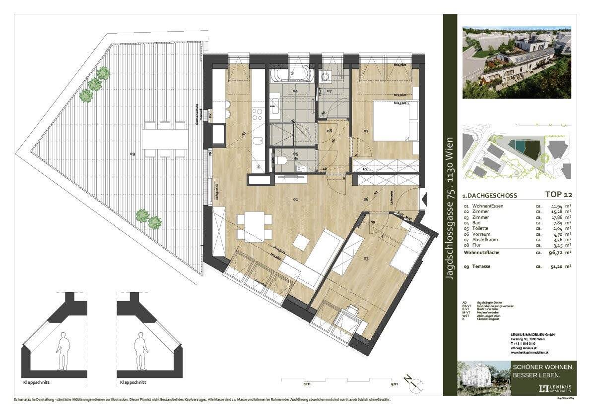Top floor apartment with terrace and elevator