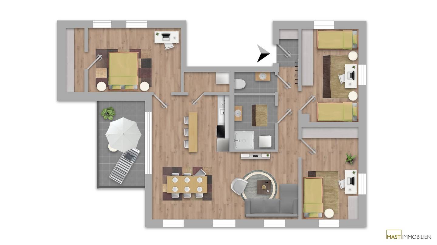 Dachgeschosswohnung Erstbezug Wohnküche Balkon