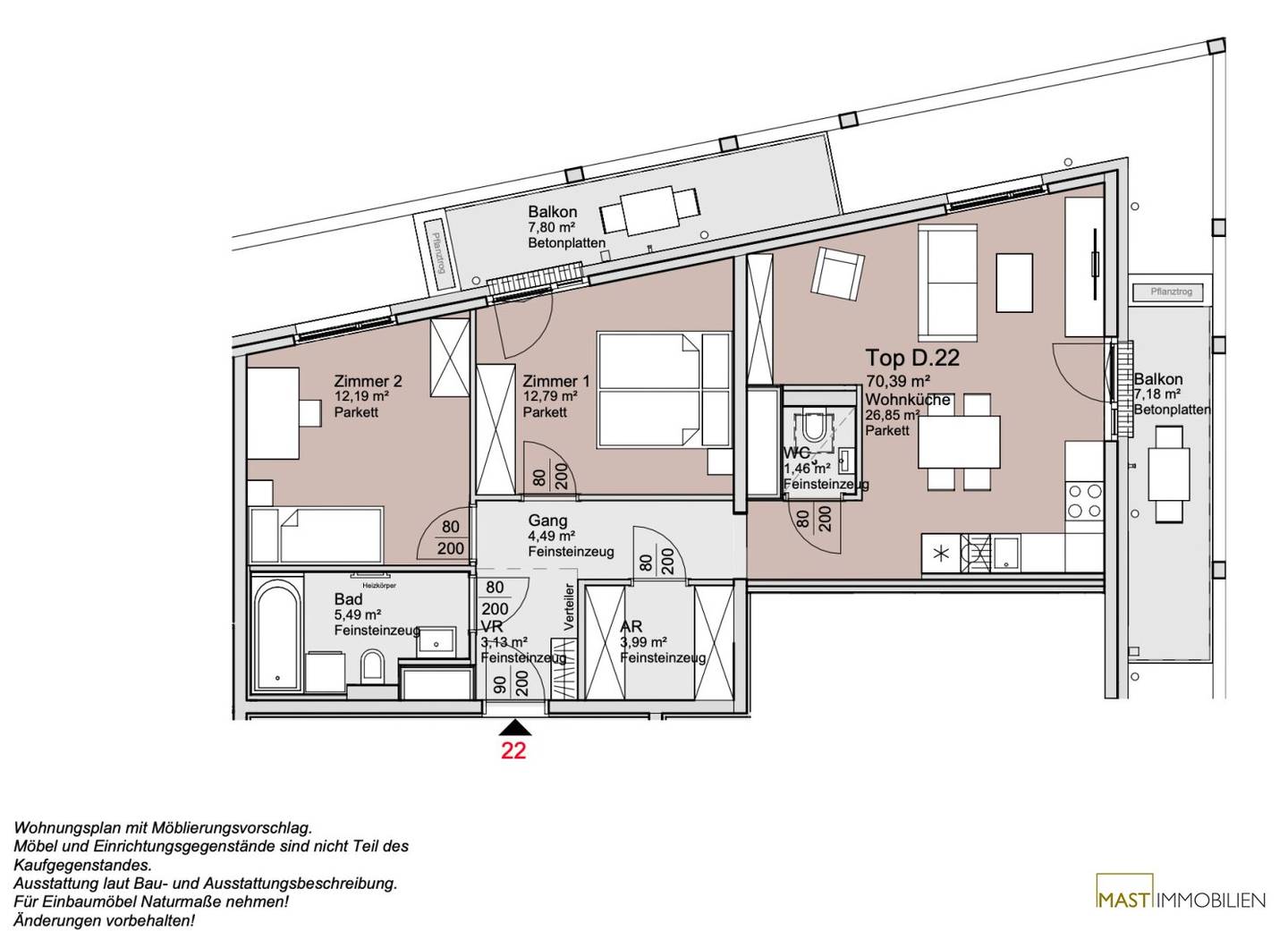 Wohnung Neubau Erstbezug zwei Balkone