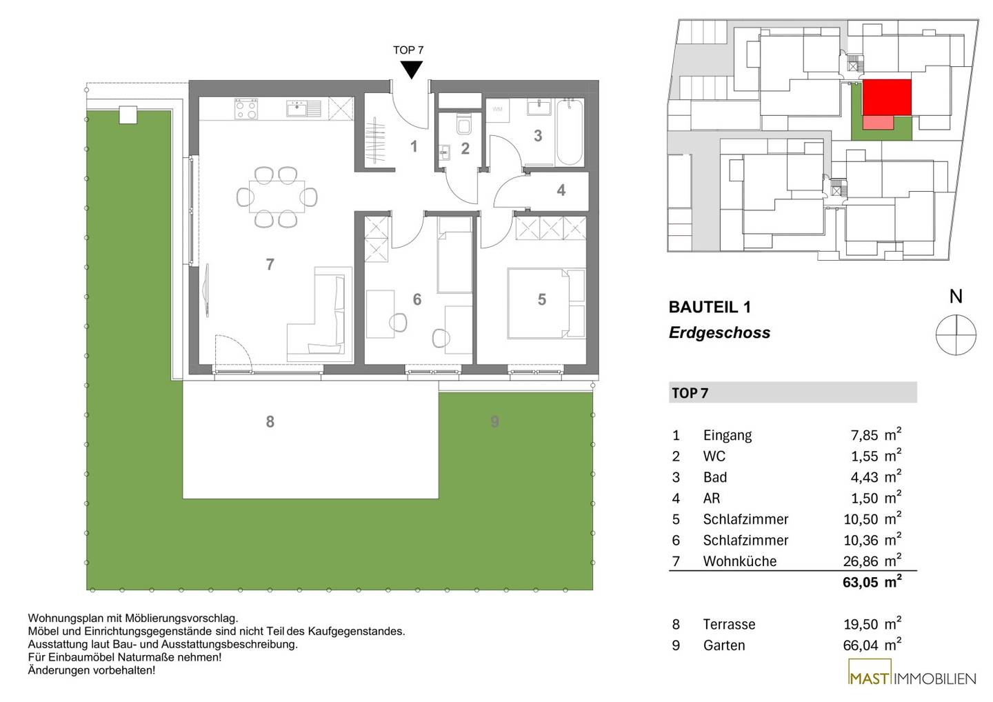 Apartment with private garden in Spillern in a quiet green setting New construction