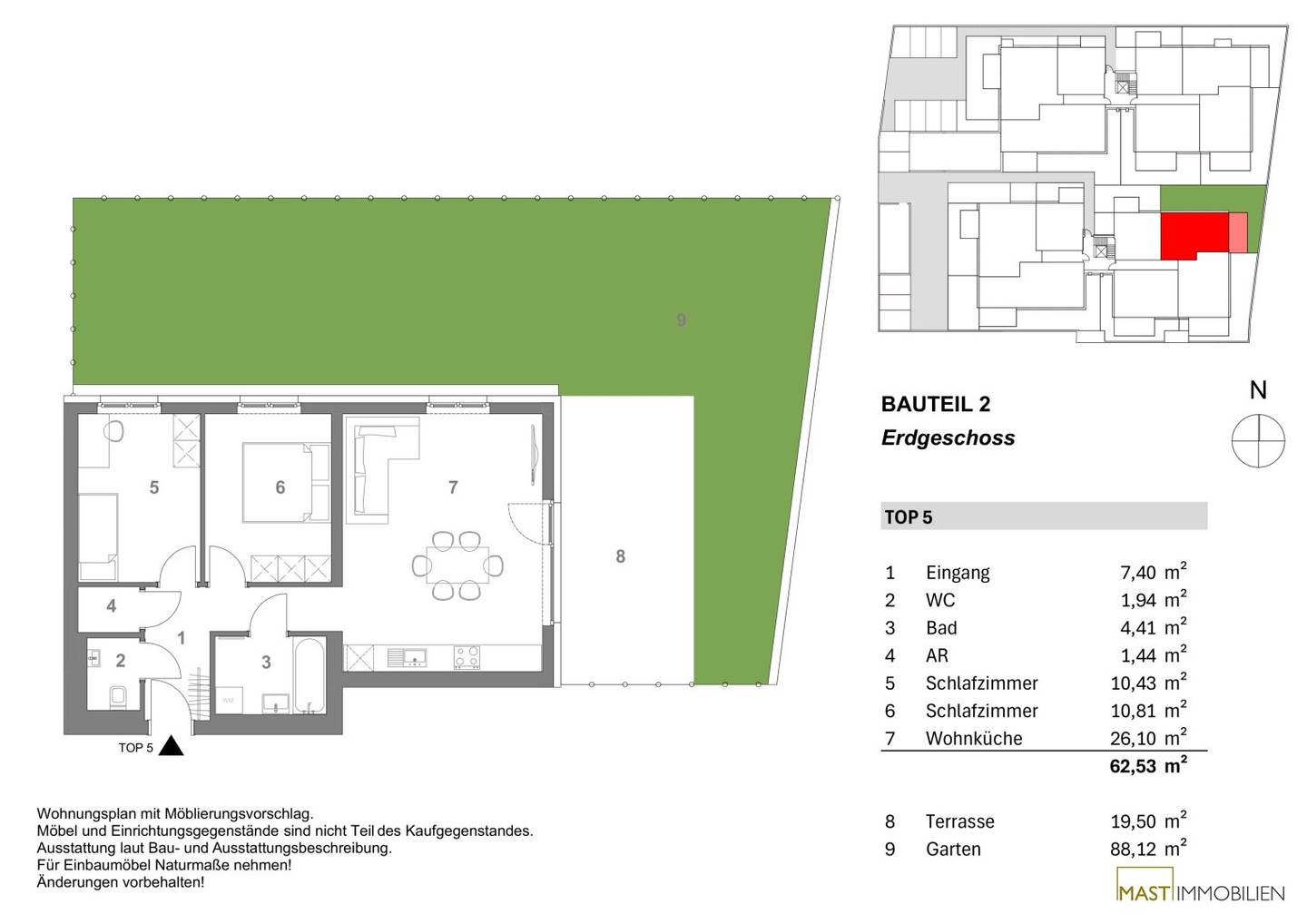 First occupancy apartment with garden Spillern near Vienna