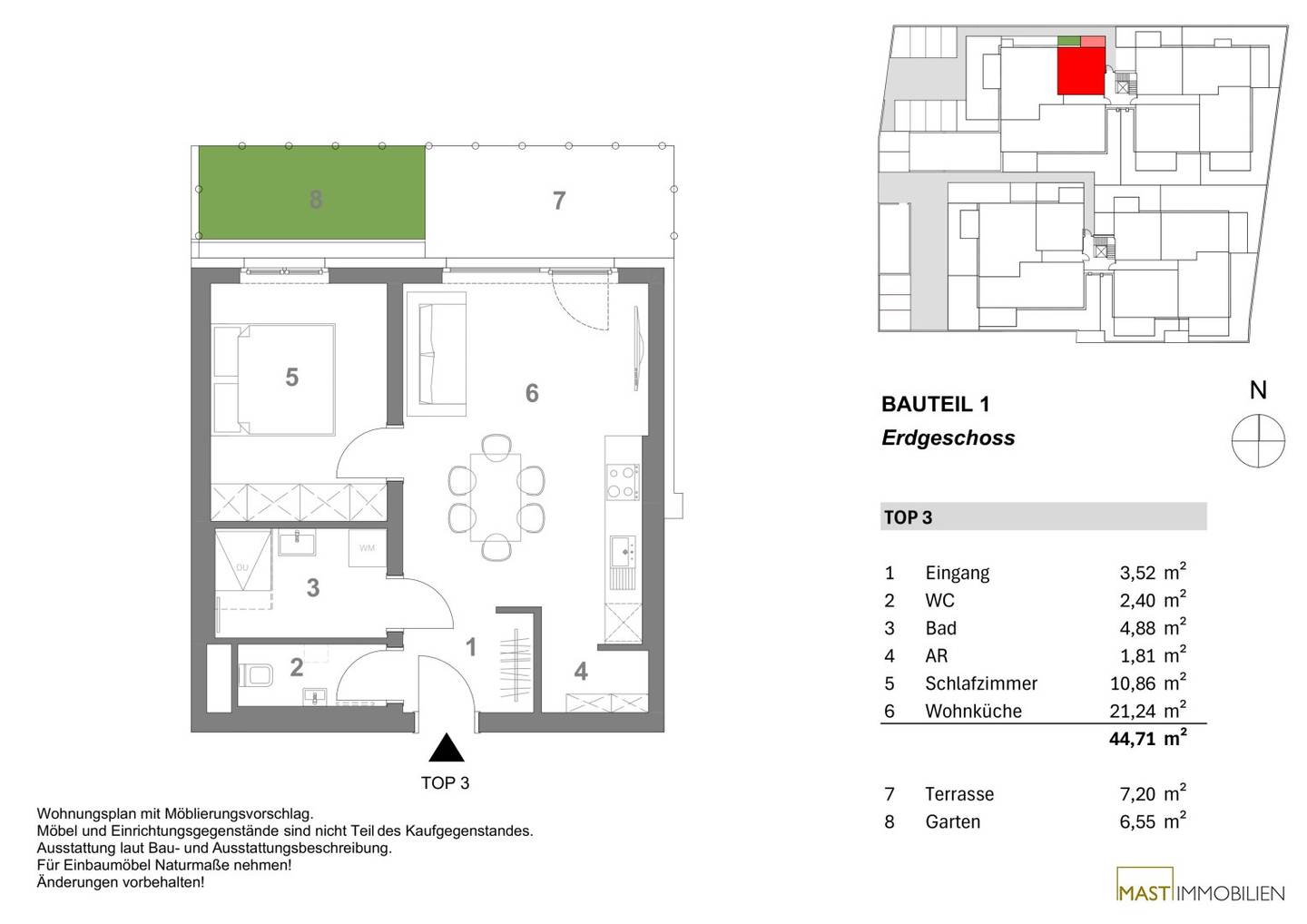 First occupancy Wohnung with garden and terrace