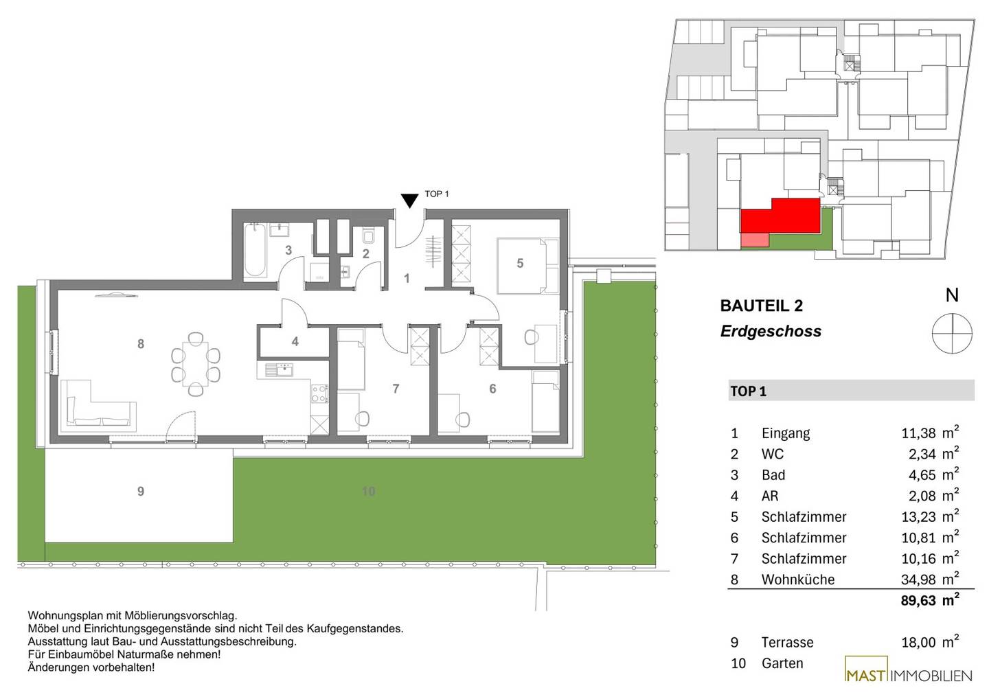 New build apartment with private garden