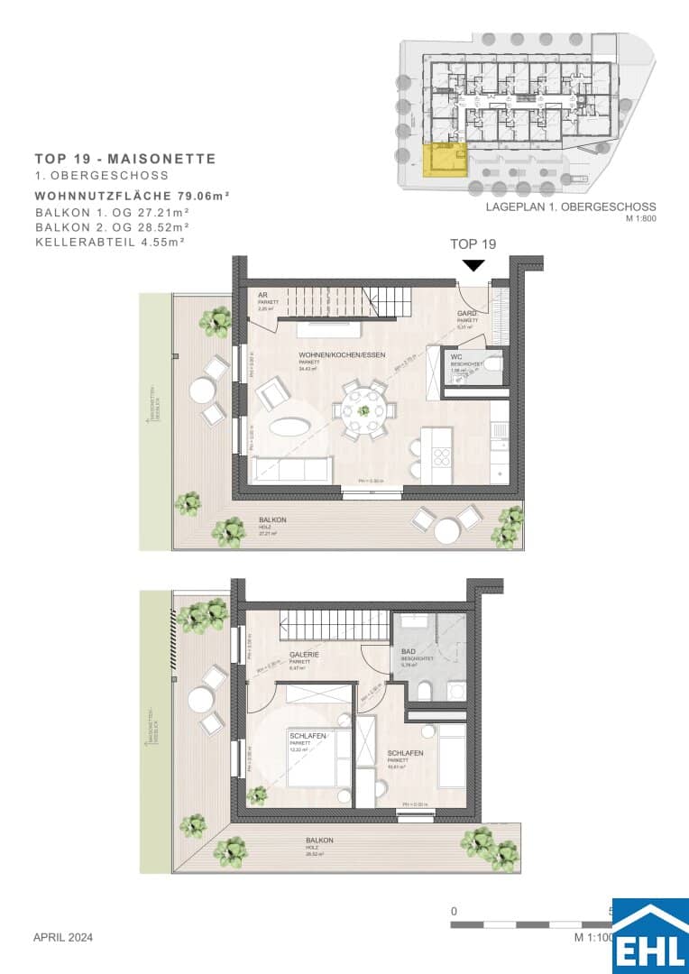 Wohnung Neubau Erstbezug mit zwei Balkonen