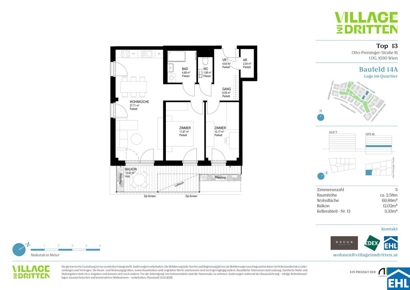 Apartment first occupancy new build directly at Bert Brecht Park