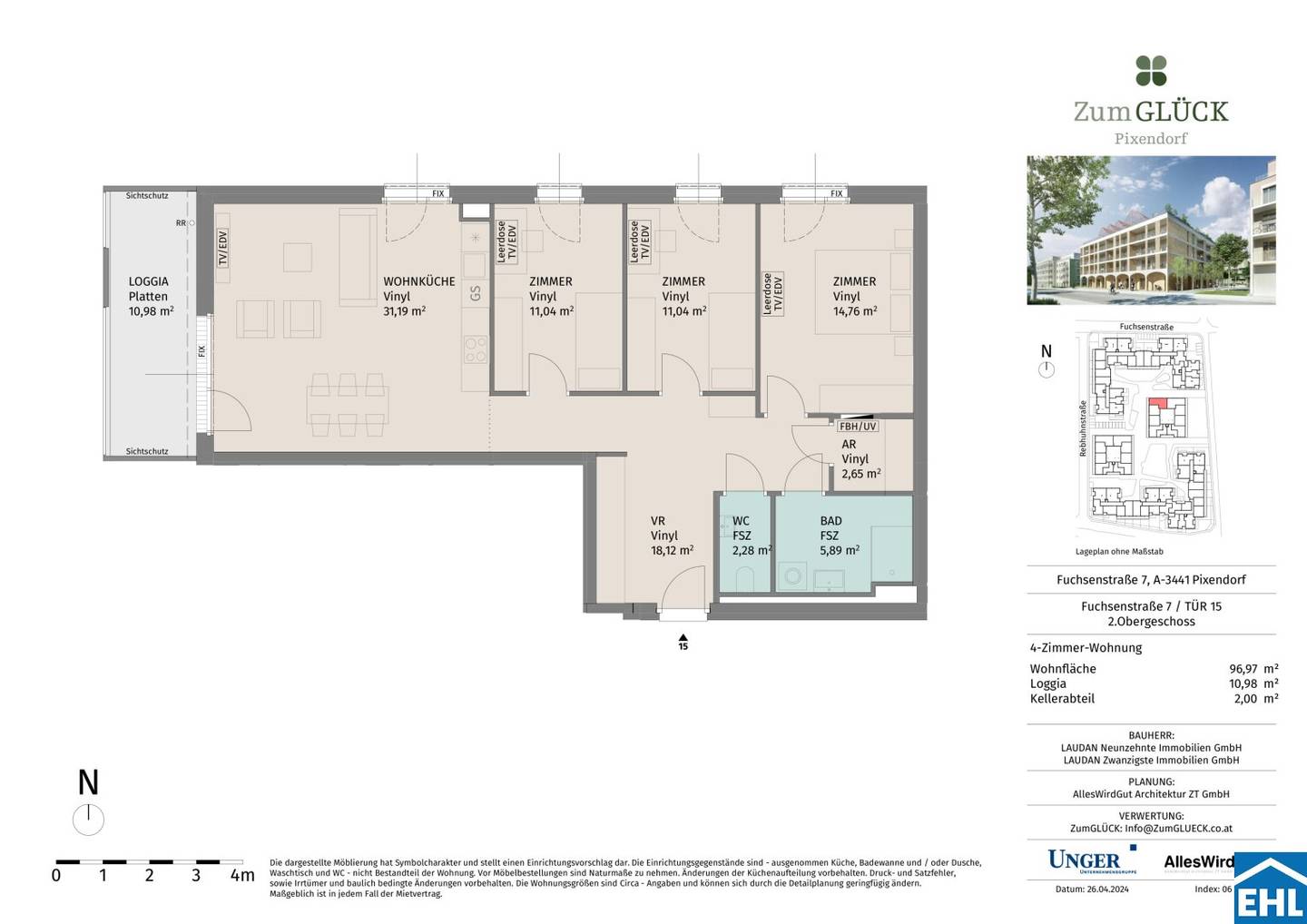 Wohnung im Grünen mit Balkon Erstbezug