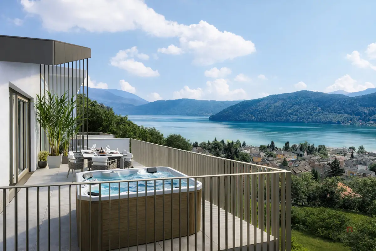 Penthouse with unobstructed mountain and lake views