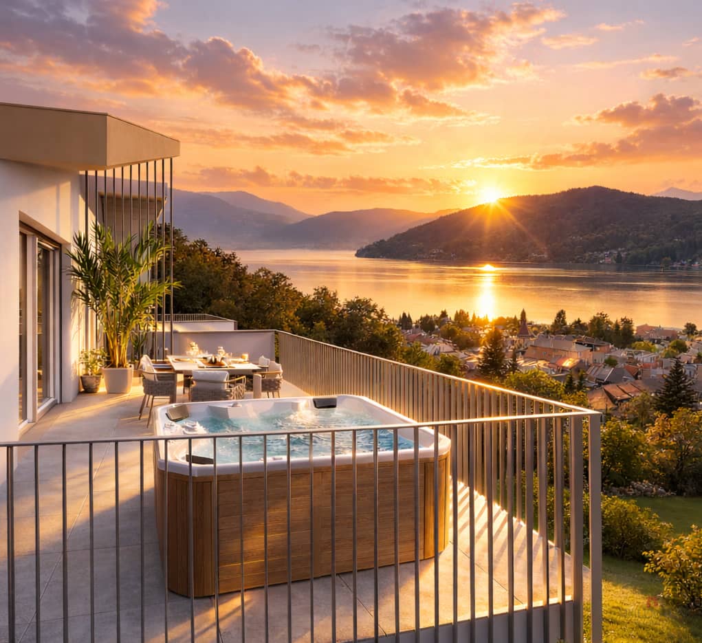 Penthouse with unobstructed mountain and lake views