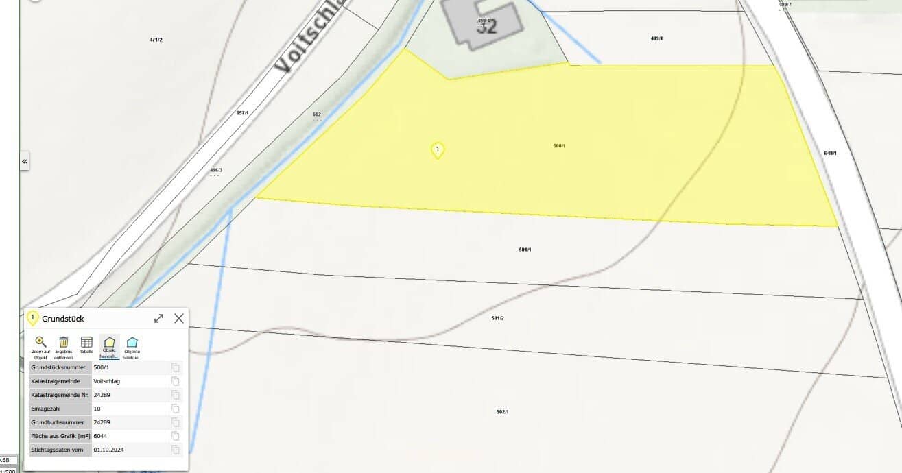 Grundstück in Voitschlag (NÖ): Grünland, 6.535 m², Vorsorgegrundstück