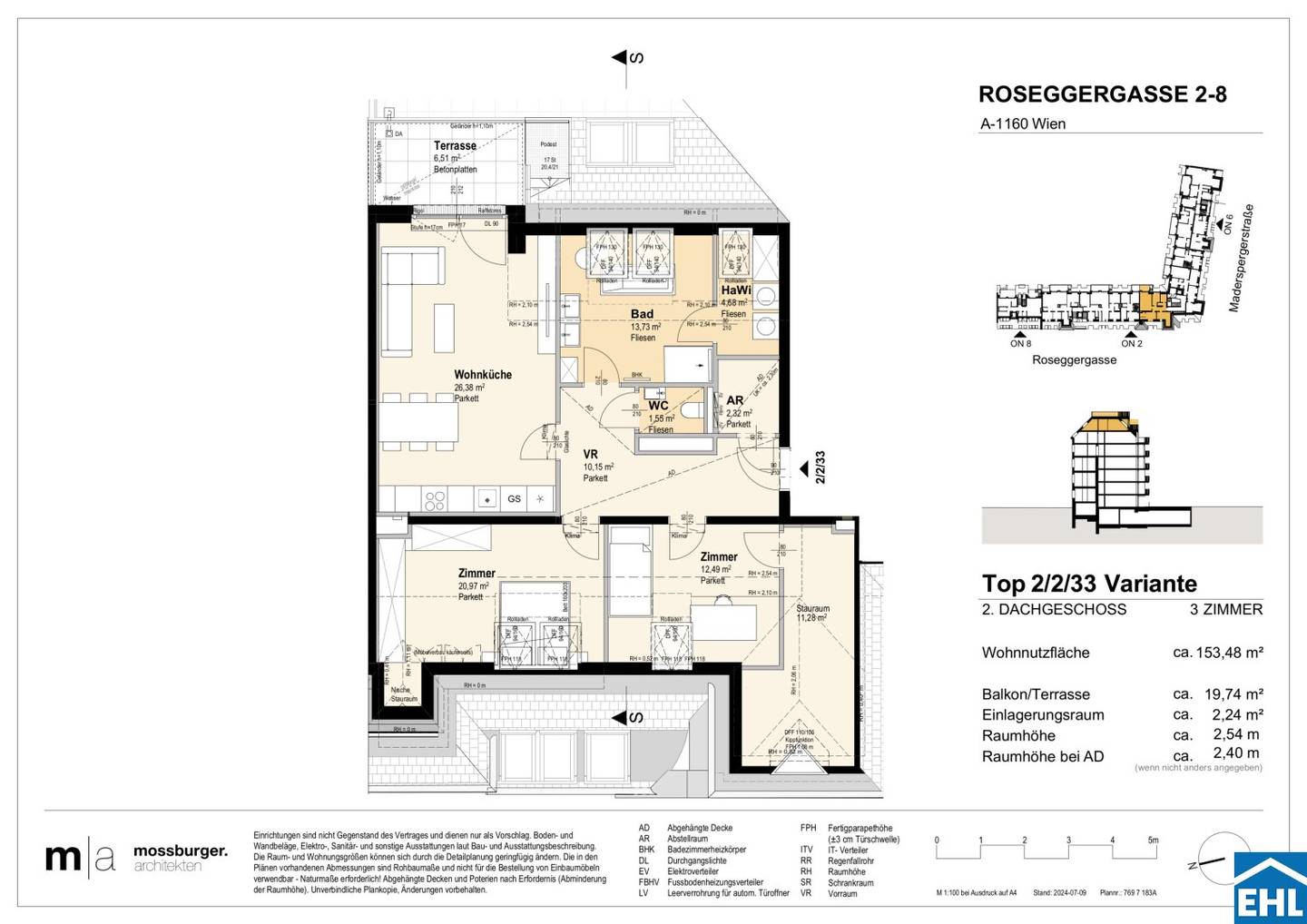 Wohnung mit Dachterrassen und Innenhof im Neubau