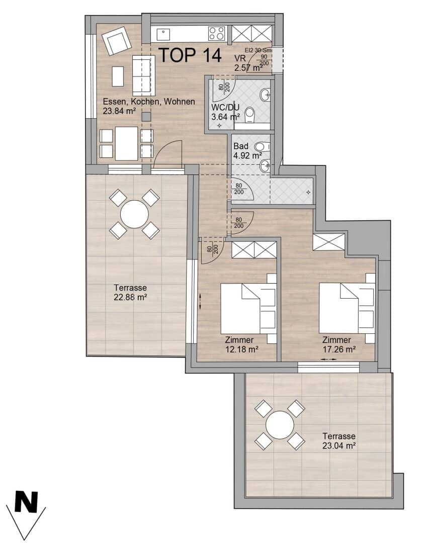 Ferienwohnung Top 14 in Achenkirch (Achensee), 64 m², 2 Schlafzimmer