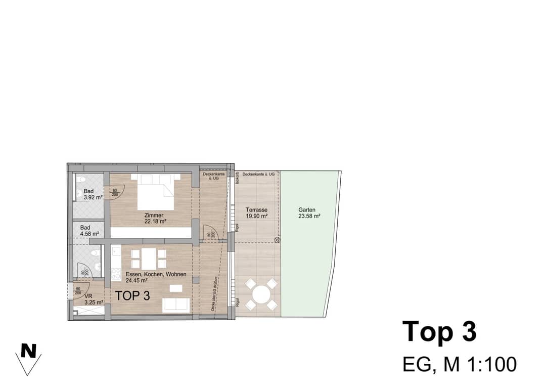 Ferienwohnung Top 03 im EG, 58 m², Westausrichtung am Achensee