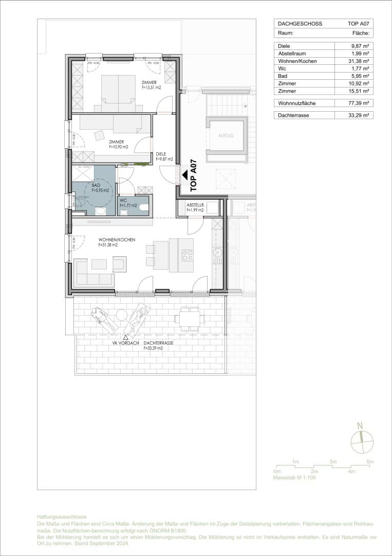 Dachgeschosswohnung mit großer Südwestterrasse