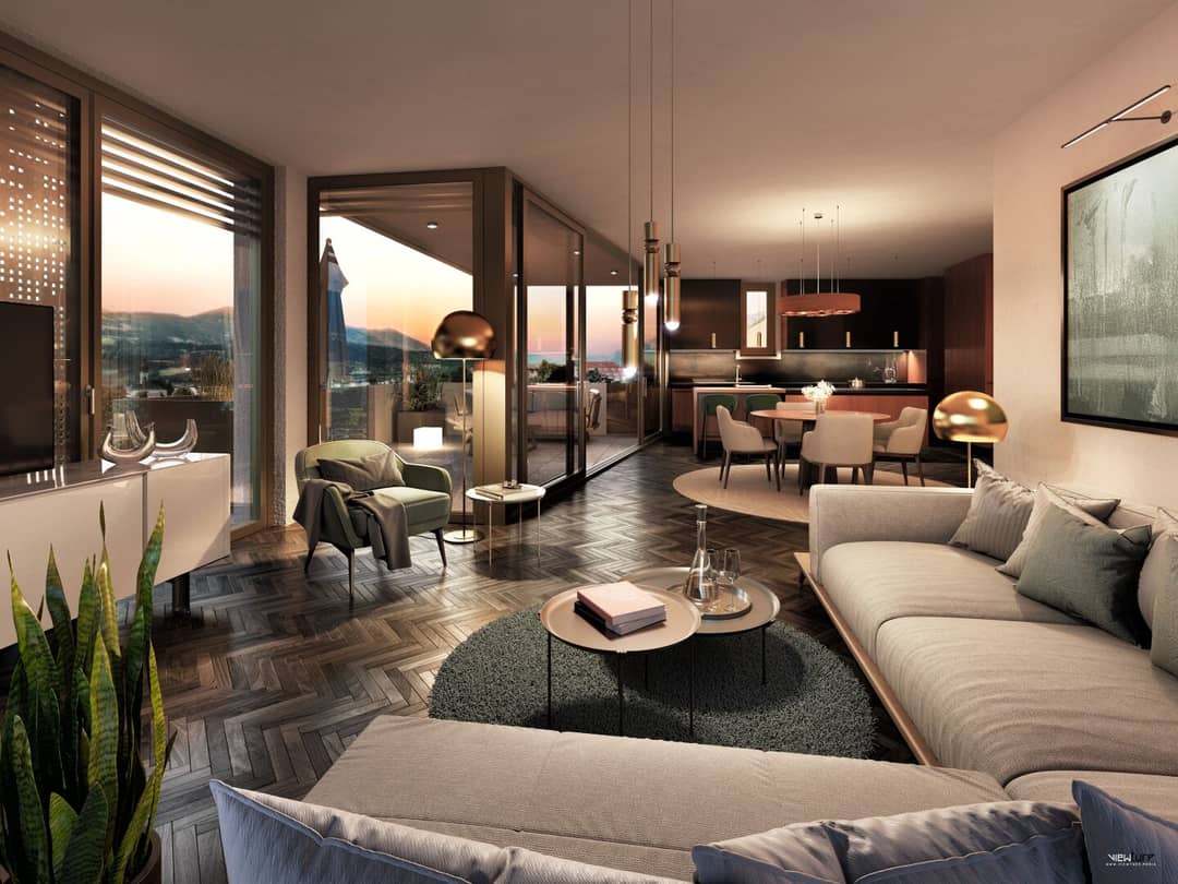 Attic apartment with south balcony in quiet area