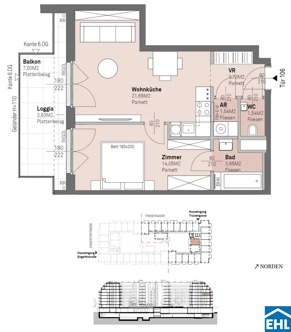 Traisengasse 20–22: Elegant investment apartments on Vienna's picturesque Danube waterfront