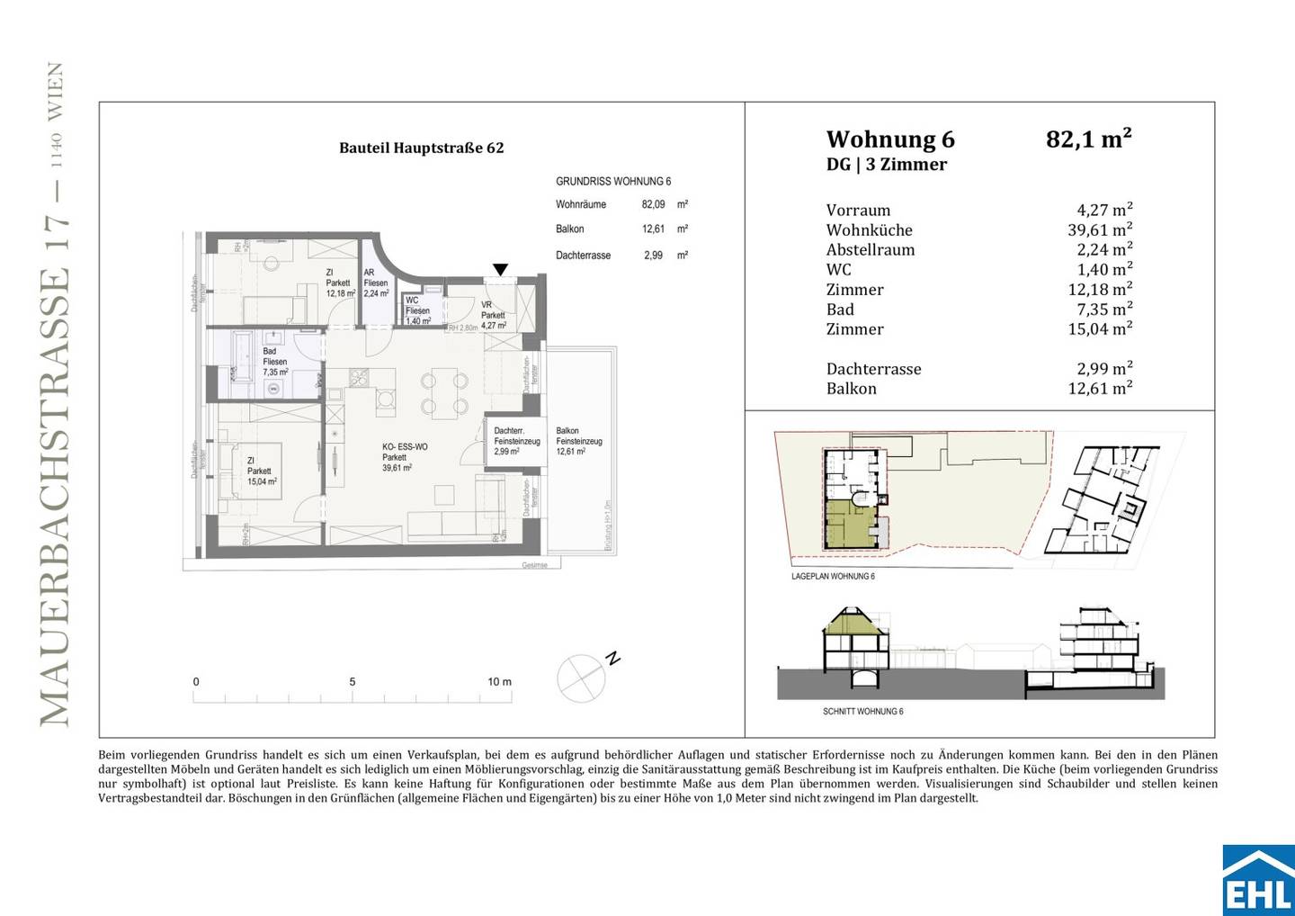 New build apartment with balcony and terrace in Hadersdorf-Weidlingau