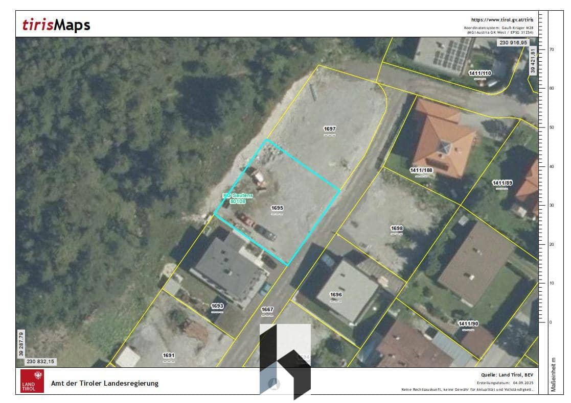 Grundstück in Sautens - 537 m², Waldrandlage, zentrale Lage