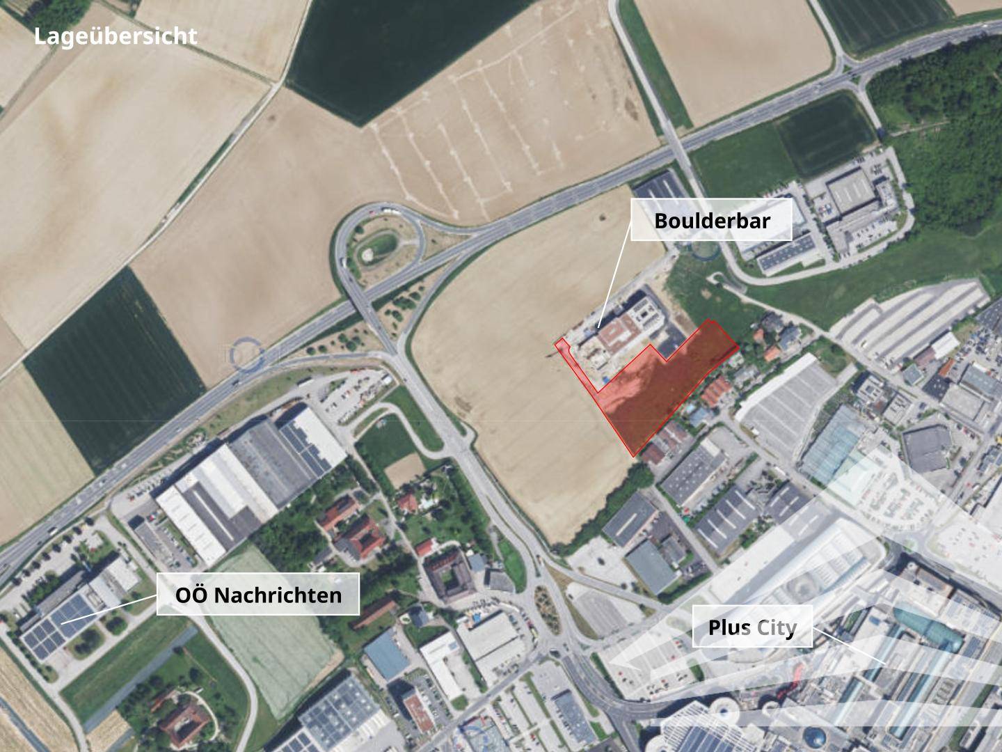 9.127 m² Gewerbegrundstück in Pasching nahe Plus City, MB1 Widmung