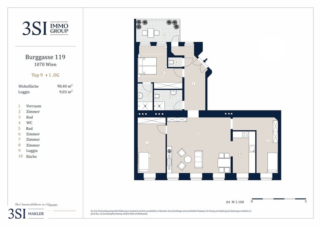Erstbezug 4-Zimmer-Wohnung mit Loggia 7. Bezirk