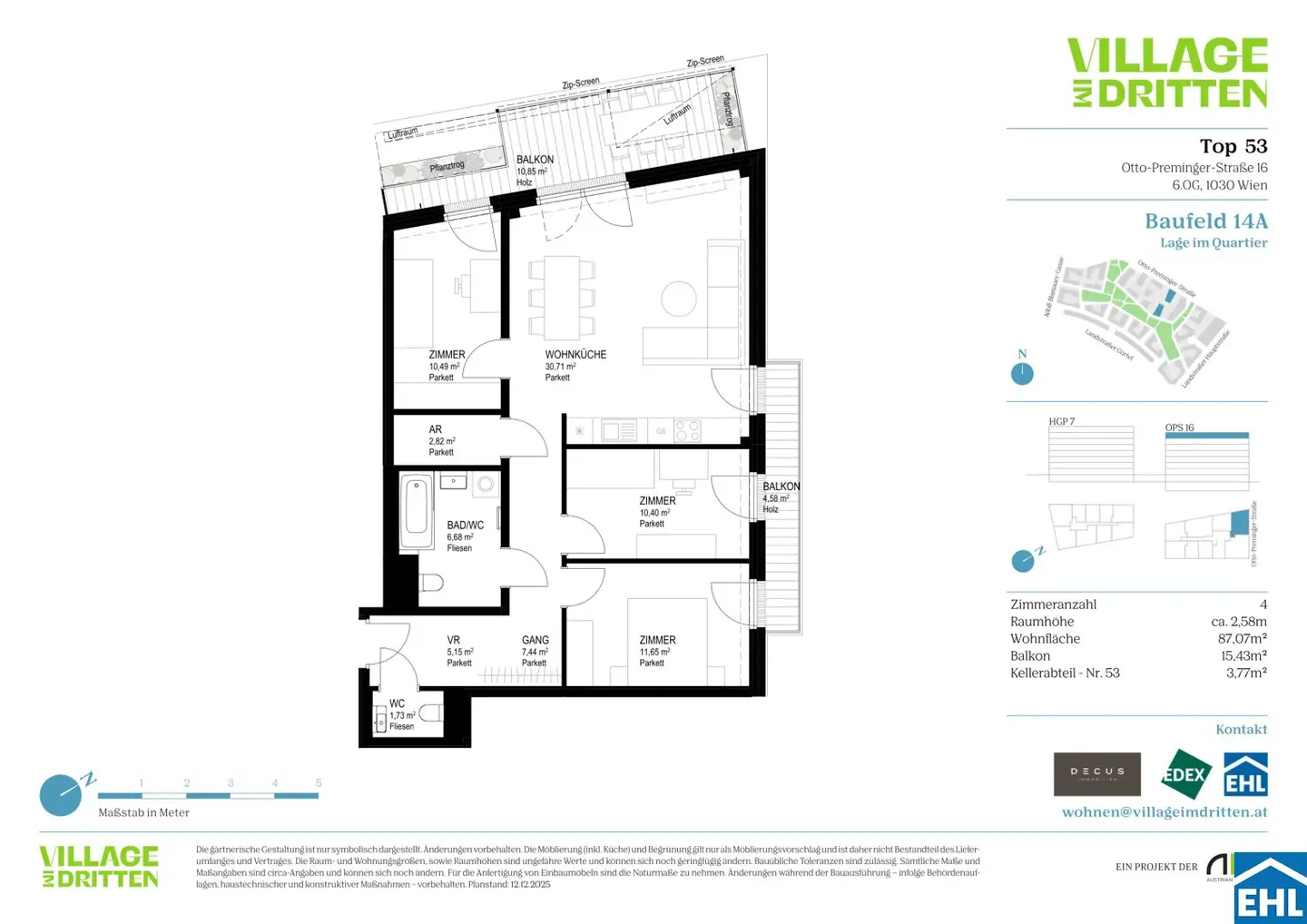 New build apartment with balcony near Bert Brecht Park