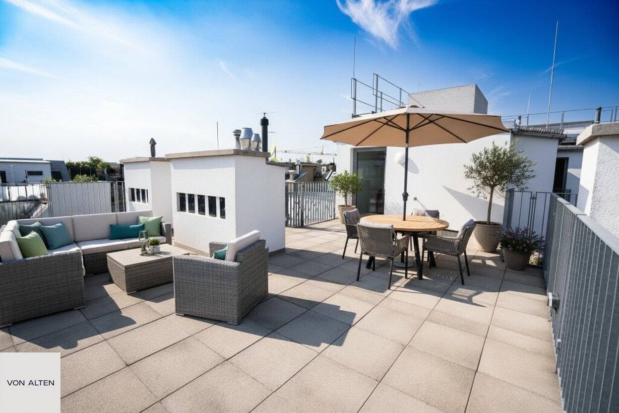 Erstbezugs-Dachgeschosswohnung auf einer Ebene mit großzügiger Terrasse, Privatlift & eigenem Zugang