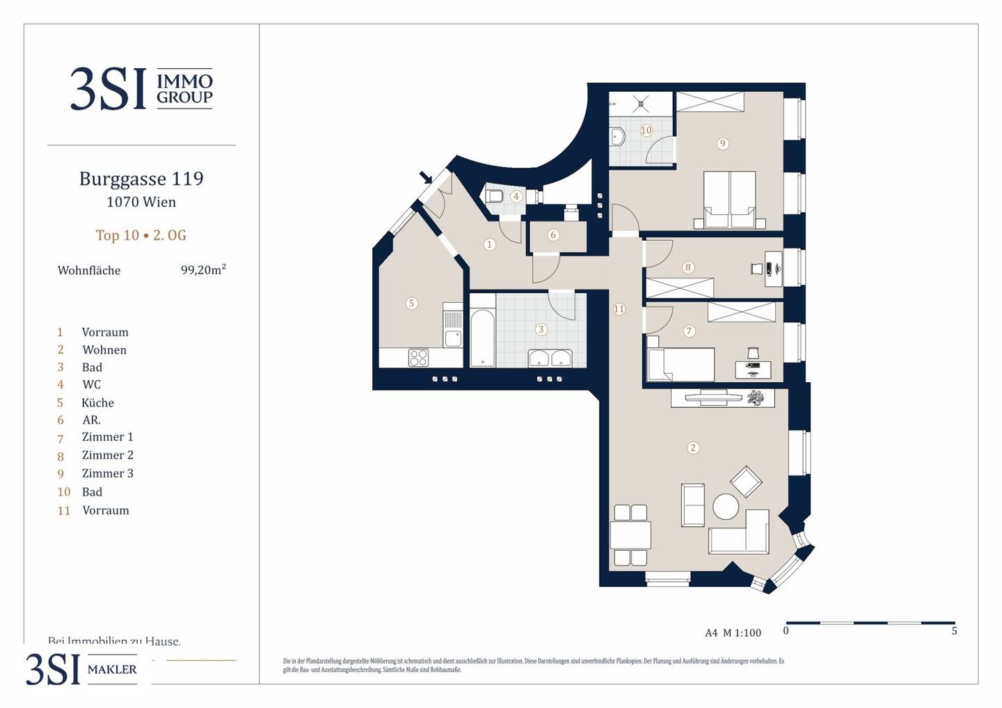 Beautifully renovated 4-room apartment in prime location