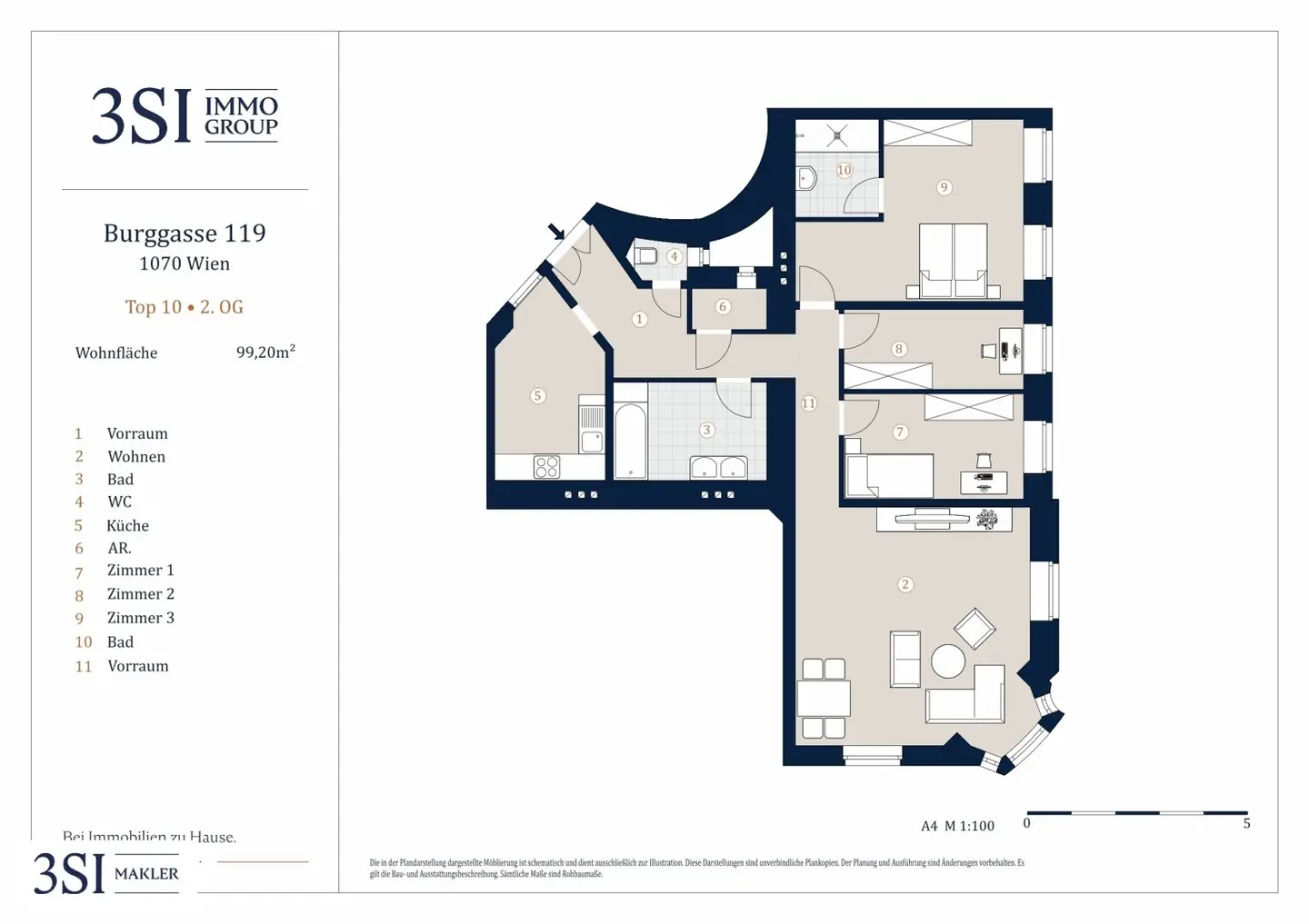 Beautifully renovated 4-room apartment in prime location