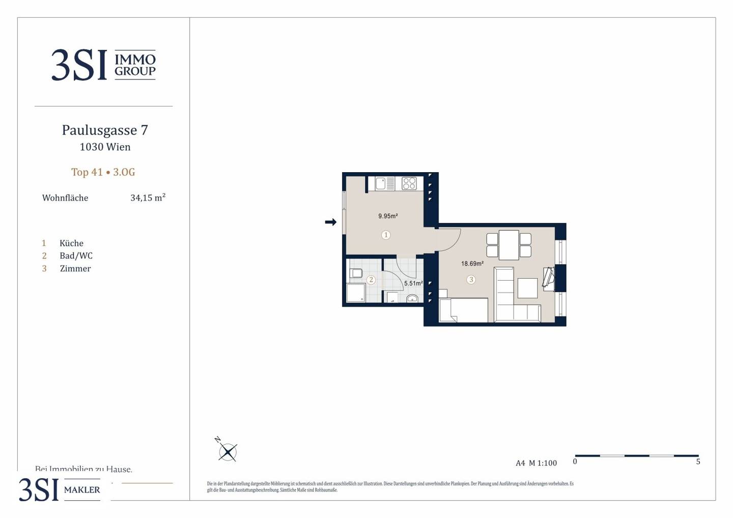 Ideal für Singles oder Pendler - Charmante 1-Zimmer-Wohnung mit Grünblick