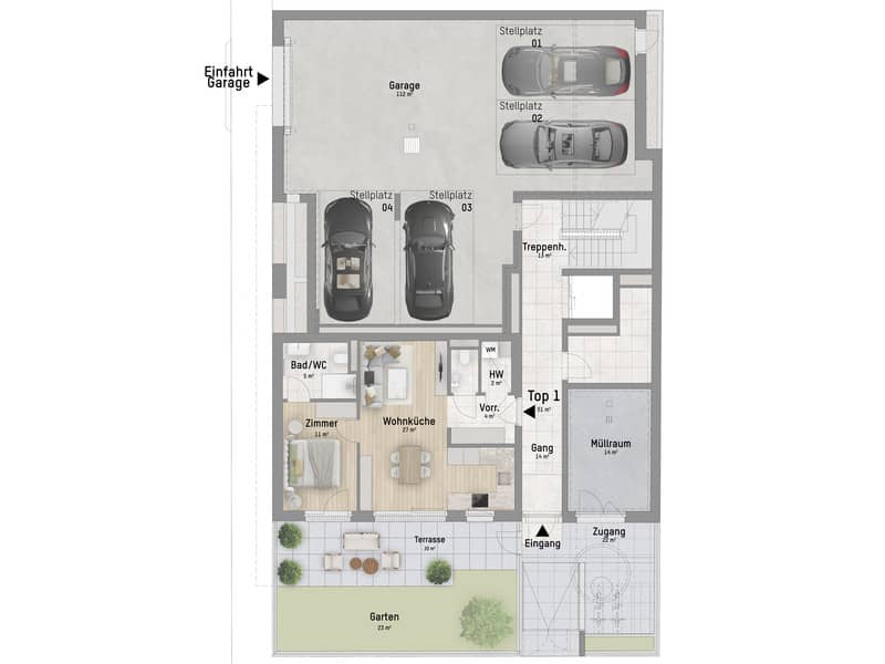 New build apartment with terrace commission free