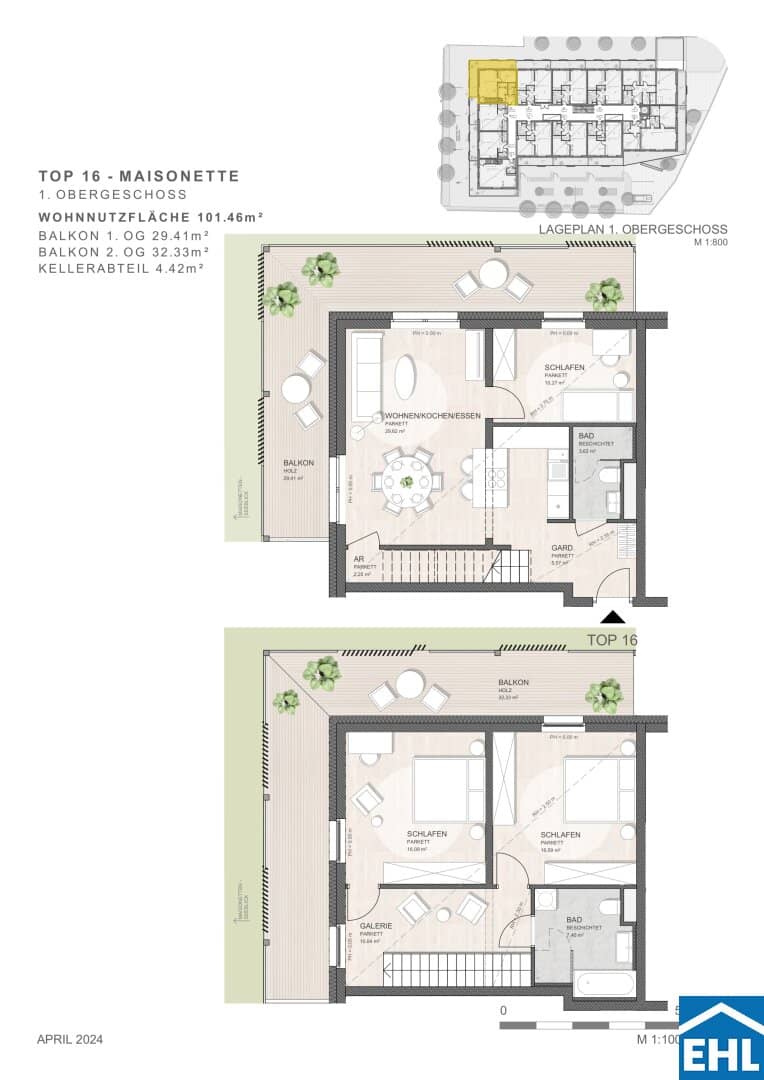 Wohnung Erstbezug Neubau Balkone und Lift