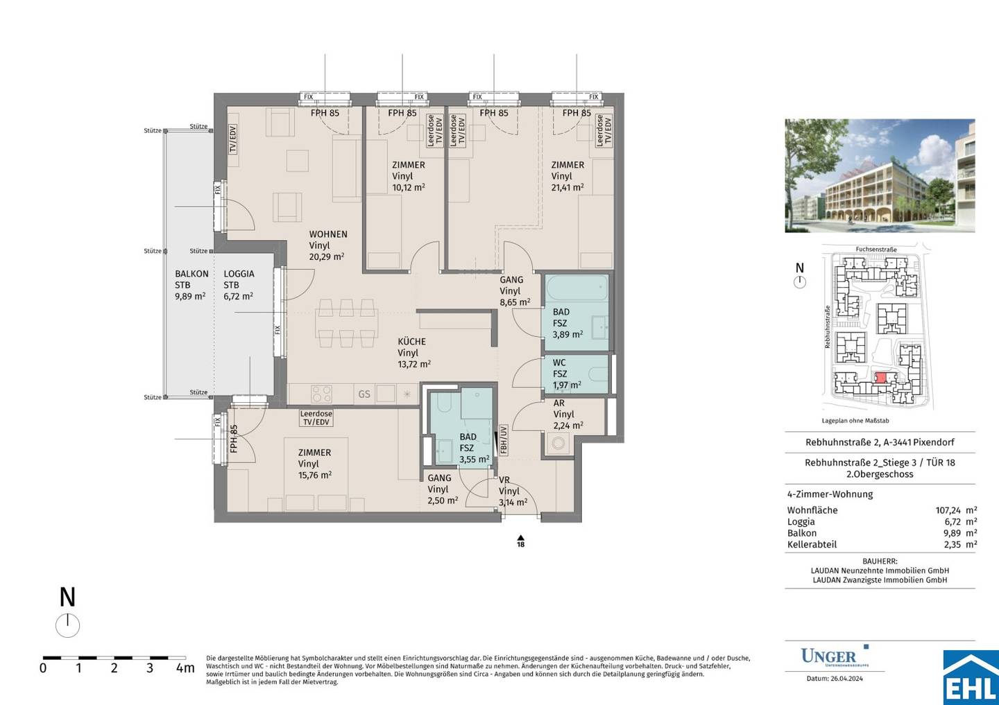 Apartment New Build Balcony in Tullnerfeld
