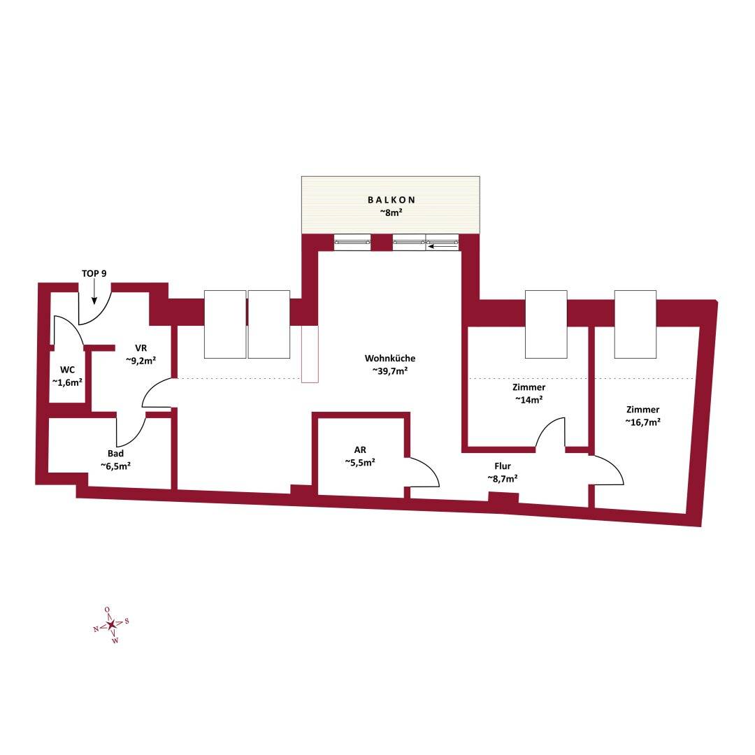 Attic apartment with balcony and panoramic view