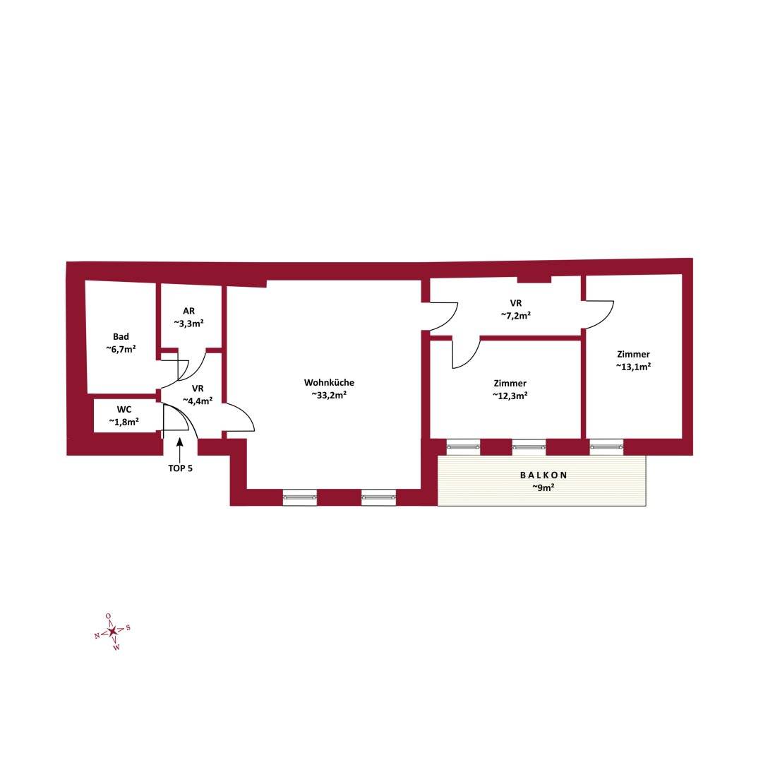 Move-in ready apartment in Nußdorf near vineyards with an urban balcony