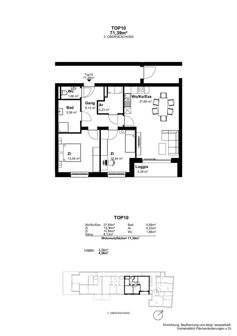 Dachgeschosswohnung Erstbezug Helle Räume Anbindung