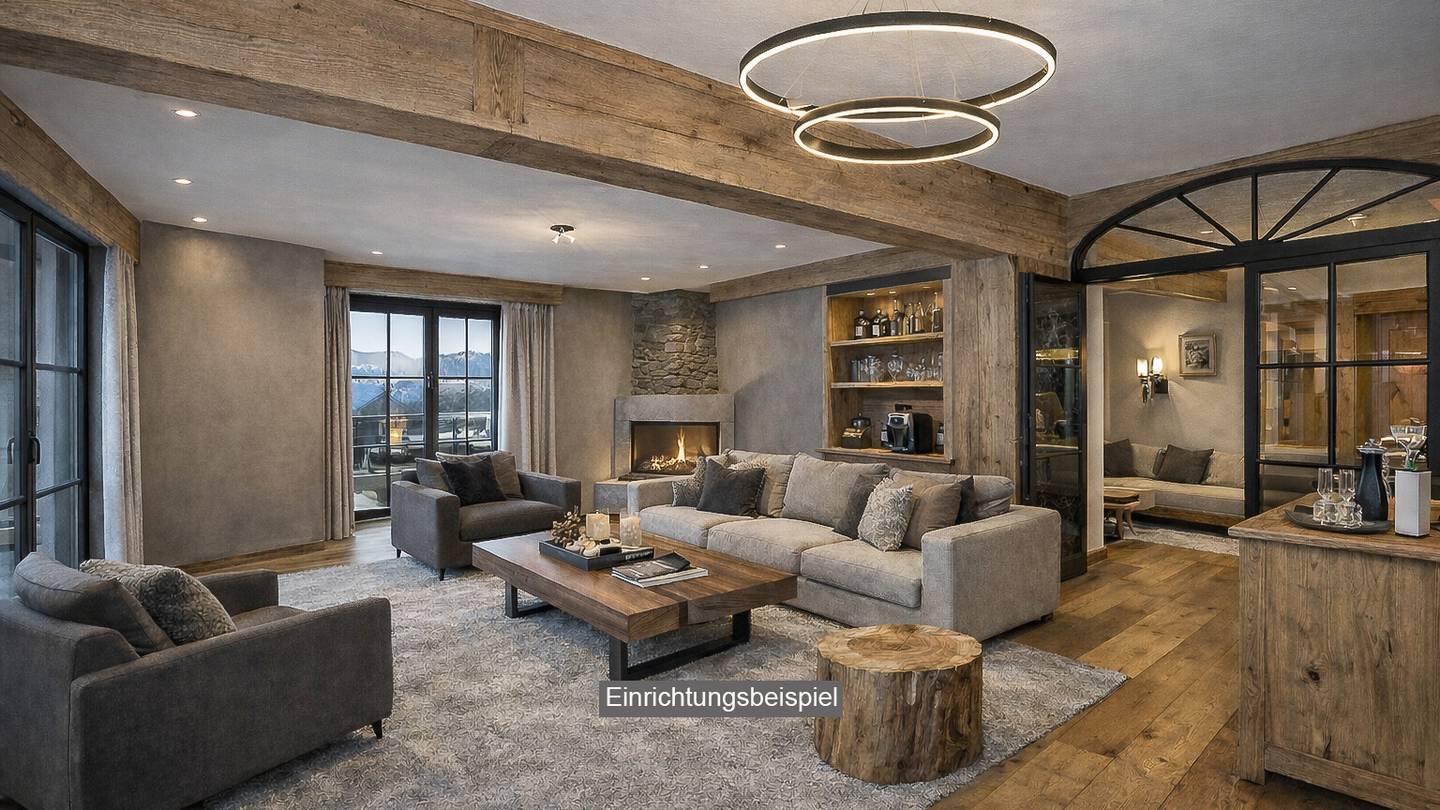 apartment in green setting generous living room