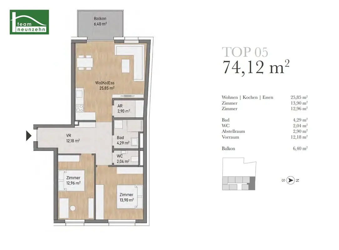 Neubau Wohnung Grieskai nahe Augarten Balkon