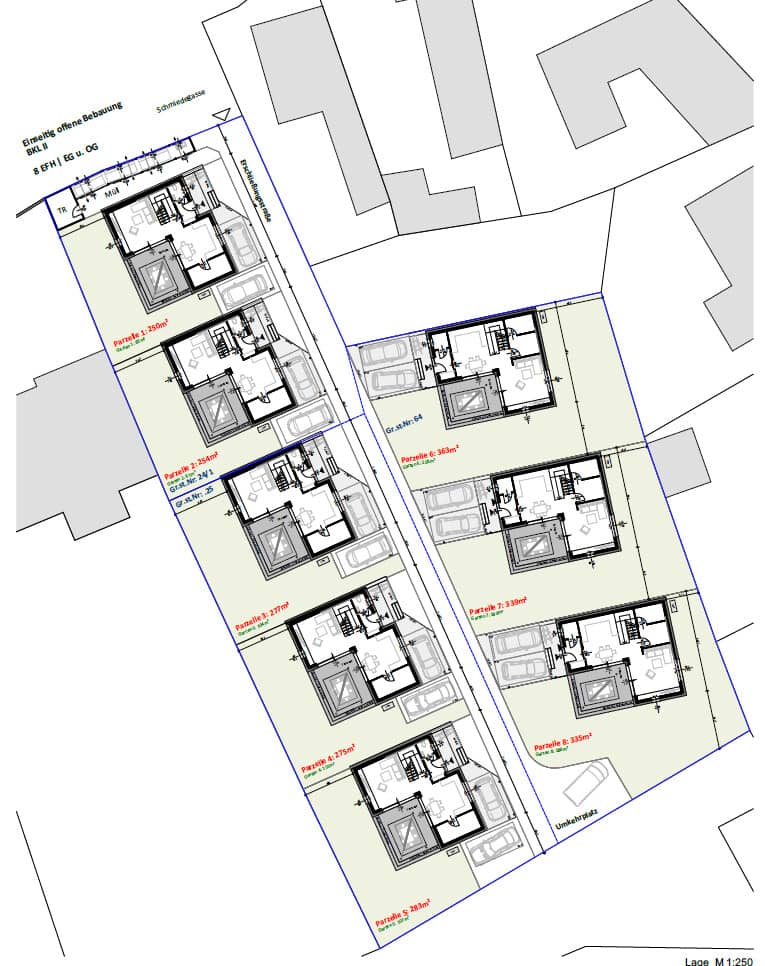 Grundstück mit baubewilligtem Wohnbauprojekt nahe Wien – 8 EFH Gärten