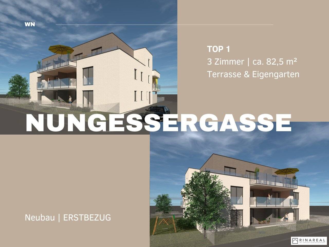 Wohnung Neubau mit Terrasse und Garten Stellplatz