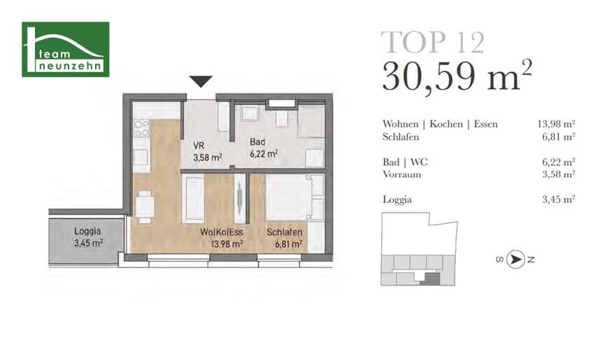 Wohnung mit Loggia und Fußbodenheizung im Neubau