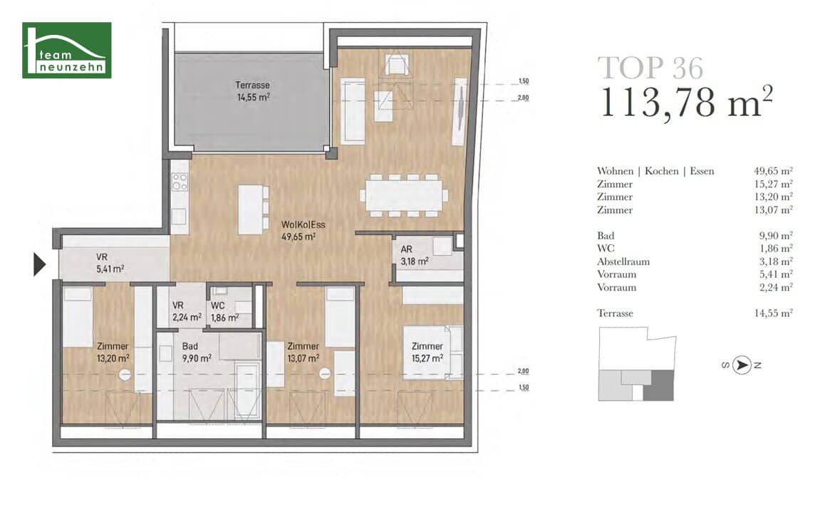 Top floor apartment with terrace near Augarten