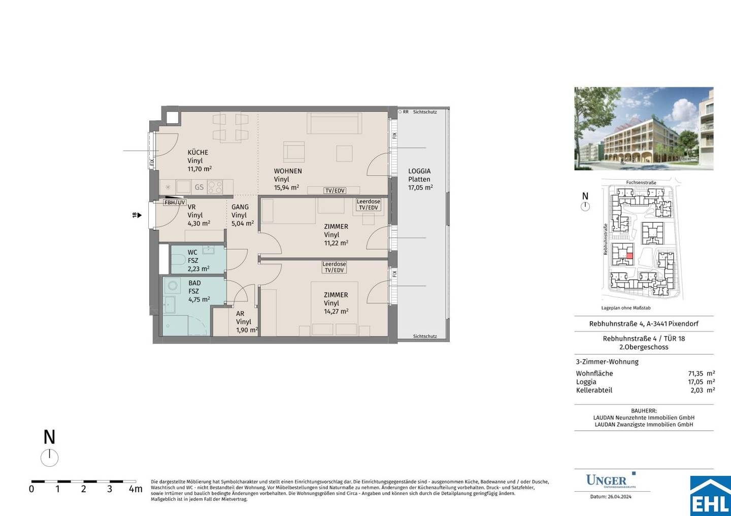 Wohnung Neubau Erstbezug Balkon im Grünen